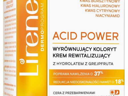 Acid Power rewitalizujący krem wyrównujący koloryt z hydrolatem z grejpfruta 50ml Hot on Sale